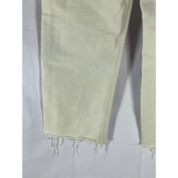 UNIQLO U Women's Cream Cotton Raw-Hem Regular-Fit Straight-Leg Jean SZ 27X32 - Picture 6 of 11